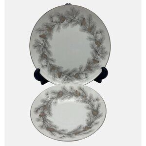 Vintage Sango Fine China Sierra Pines Salad Plate & Fruit Bowl Japan 6608